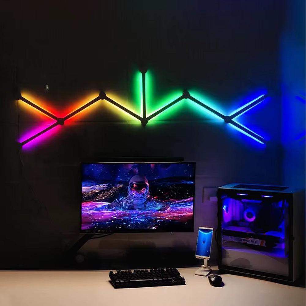 WIFI RGB Wall Light Bar RGBIC LED Light Smart Gaming Lights Works with Alexa and Google Assistant LED Wall Lights for Bedroom